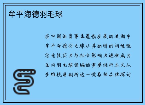 牟平海德羽毛球